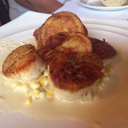 Seared Diver scallops and smoky creamed corn Seared Diver scallops and smoky creamed corn