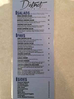 Menu photo 2 District Bar & Lounge Harrisburg, PA