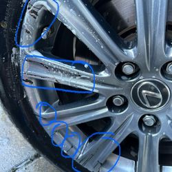 Shoreline Car Wash - Black residues on my rim. I took this picture as I was washing them off.