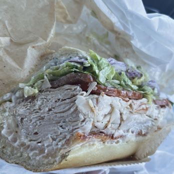Adams Fairacre Farms - Turkey sub with chipotle Gouda cheese and that sub dressing, lettuce tomato onion and cucumbers - Meat Shops Near Me - Newburgh, New York