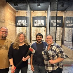 Forged Axe Throwing - Our group after a successful session throwing axes