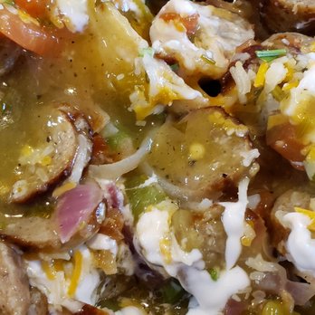 The Crowned Egg - Chilaquiles with green sauce and sausage - Breakfast & Brunch Near Me - Chandler, Arizona The Crowned Egg - Chilaquiles with green sauce and sausage - Breakfast & Brunch Near Me - Chandler, Arizona