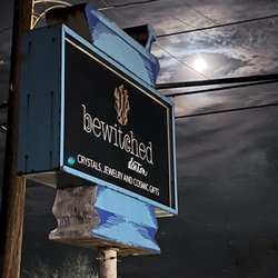 Bewitched Denton - Our beautiful sign during the January Wolf Moon. Crystal shop in Denton.