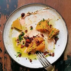 The Kitchen Step - Marinated golden beets | red quinoa granola, esplenette yogurt & mache