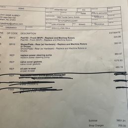 Original Cox Toyota work order Original Cox Toyota work order