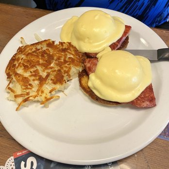 Suzan's Grill - Eggs Benedict, with firm eggs ( ugh) and the so-called home fries skimpy and undercooked in center. Terrible awful coffee to boot. - American Near Me - Shelton, Washington