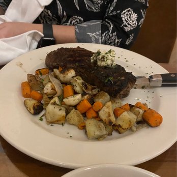 Elevation Bistro & Catering - New York strip and root veggies. - New American Near Me - Mentone, Alabama