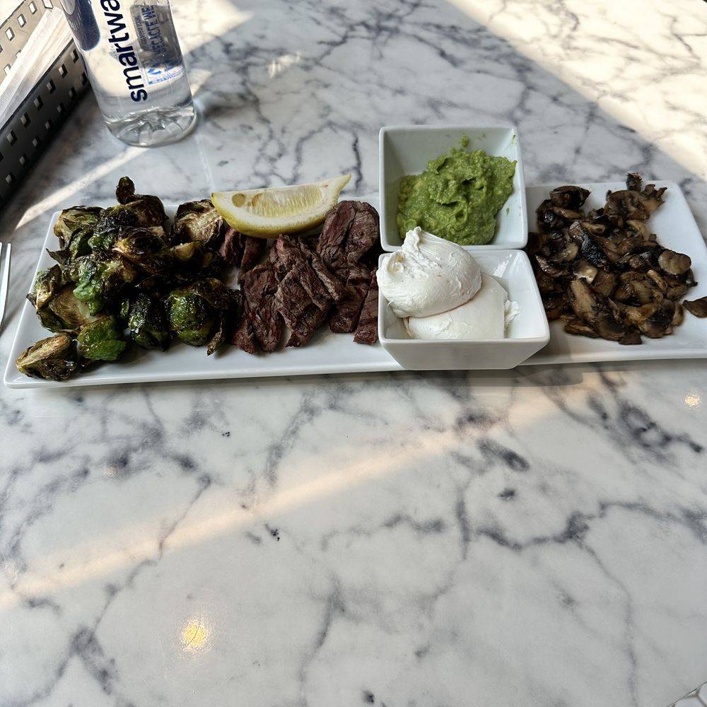 The Hen - Protein plate with poached eggs, filet, Brussel sprouts, avocado, and mushrooms. - Breakfast & Brunch Near Me - Ann Arbor, Michigan The Hen - Protein plate with poached eggs, filet, Brussel sprouts, avocado, and mushrooms. - Breakfast & Brunch Near Me - Ann Arbor, Michigan