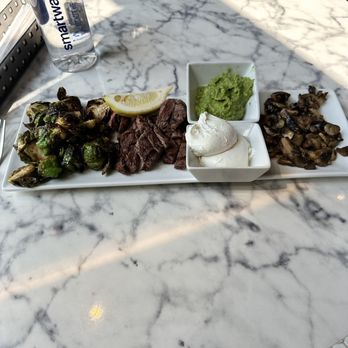 The Hen - Protein plate with poached eggs, filet, Brussel sprouts, avocado, and mushrooms. - Breakfast & Brunch Near Me - Ann Arbor, Michigan