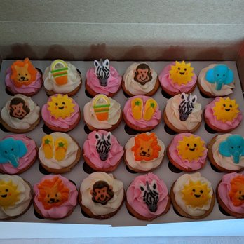Lil Bites Bakery - 1 dozen each of strawberry and mango mini cupcakes, with custom decorations. Adorable! - Caterers Near Me Lil Bites Bakery - 1 dozen each of strawberry and mango mini cupcakes, with custom decorations. Adorable! - Caterers Near Me