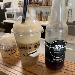 Vanilla Bean Creamery - Vanilla Ice cream float along with a scoop of salted caramel ice cream.