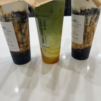 Jam Jam Tea Lab - left & right - oreo creme boba fresh milk middle - mango matcha - Coffee & Tea Near Me - Burbank, California Jam Jam Tea Lab - left & right - oreo creme boba fresh milk middle - mango matcha - Coffee & Tea Near Me - Burbank, California