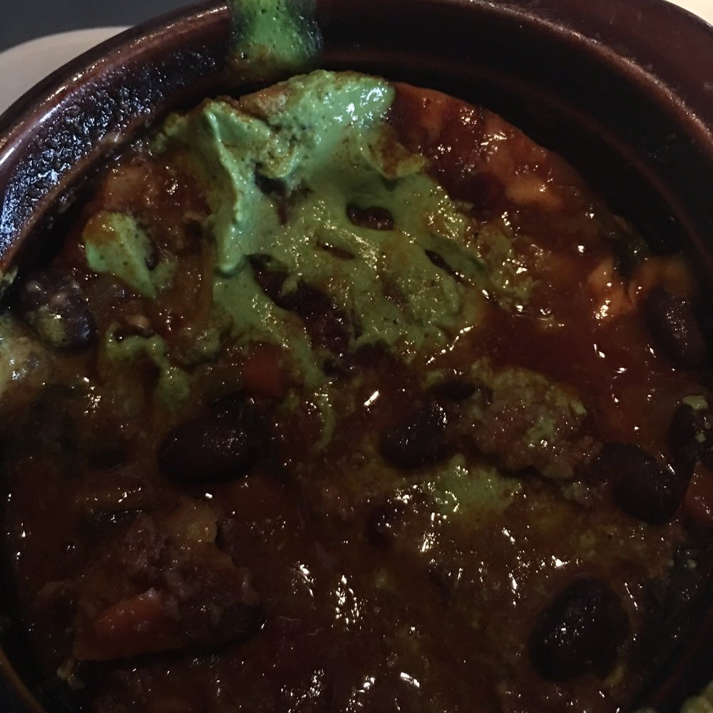 22 Bistro - Buffalo and boar chili with avocado cream - New American Near Me - Olympic Valley, California