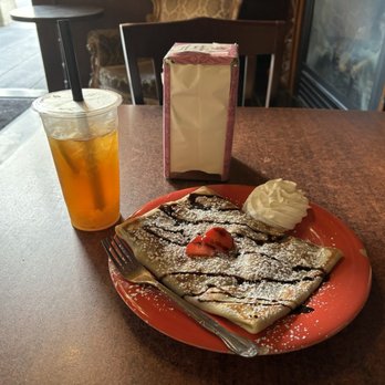 Jewel Box Cafe - Seattle - Strawberry Nutella Crepe and Vampire Iced Tea with lychee jelly. - Coffee & Tea Near Me - Seattle, Washington Jewel Box Cafe - Seattle - Strawberry Nutella Crepe and Vampire Iced Tea with lychee jelly. - Coffee & Tea Near Me - Seattle, Washington
