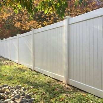 Terra Nova Fence - 6' almond PVC privacy fencing with New England post caps - Fences & Gates Near Me - Drexel Hill, Pennsylvania Terra Nova Fence - 6' almond PVC privacy fencing with New England post caps - Fences & Gates Near Me - Drexel Hill, Pennsylvania