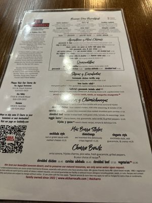 Menu photo 2 El Charro Cafe Tucson, AZ Menu photo 2 El Charro Cafe Tucson, AZ