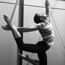 Gravity Aerial Arts - Fellow aerialist Daniel in straps class.  I've witnessed his progress every Tuesday night.  Like Faith, he never misses straps class.