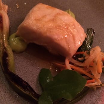 Chez TJ - Passmore Ranch Sturgeon - served with grilled scallion and kimchi - wonderful! - French Near Me - Mountain View, California