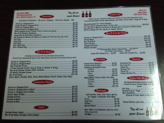 Menu photo 5 Kinfolks Bar-B-Q Fort Walton Beach, FL