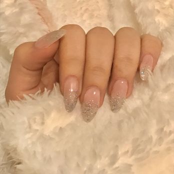 Luxury Nails & Spa Barton Creek Mall - Acrylics with pink gel polish and glitter gel polish tips - Nail Salons Near Me - Austin, Texas