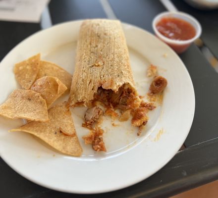 Photo of Garduno's Taco King - Baldwin Park, CA, US. Vegan jackfruit red tamal