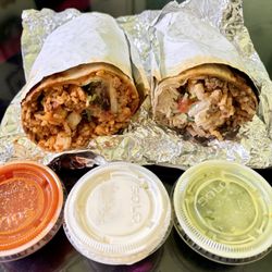 Press Pizza - Burritos- this is one half of each, al pastor and chicken