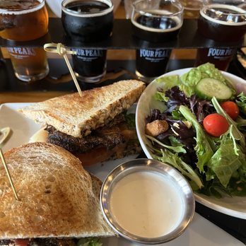 Four Peaks Brewing - Salmon BLT and House Salad with beer flight - Pubs Near Me - Tempe, Arizona
