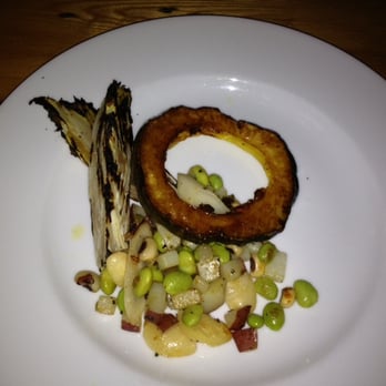 Inspiration Kitchens - roasted acorn squash with edamame succotash and charred chicory - New American Near Me - Chicago, Illinois Inspiration Kitchens - roasted acorn squash with edamame succotash and charred chicory - New American Near Me - Chicago, Illinois