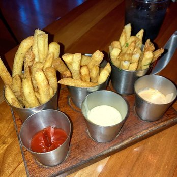 Stripsteak - Duck Fat fried French Fries with dipping sauces - Steakhouses Near Me - Las Vegas, Nevada Stripsteak - Duck Fat fried French Fries with dipping sauces - Steakhouses Near Me - Las Vegas, Nevada