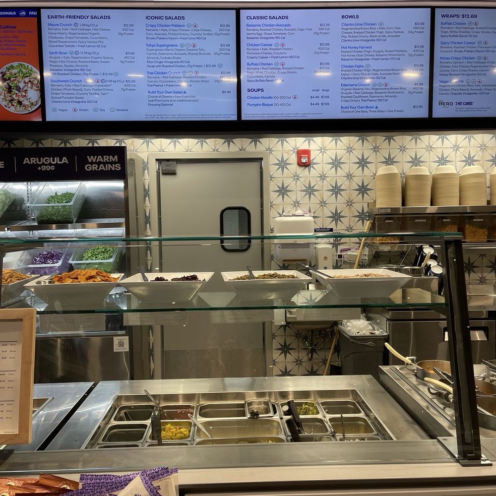 Just Salad - Full kitchen and menu board - Salad Near Me - Burlington, Massachusetts Just Salad - Full kitchen and menu board - Salad Near Me - Burlington, Massachusetts
