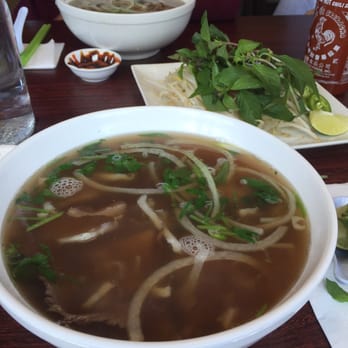 Monster Pho - Regular sized pho with rare steak, tripe, and lots of bland broth - Vietnamese Near Me - Oakland, California