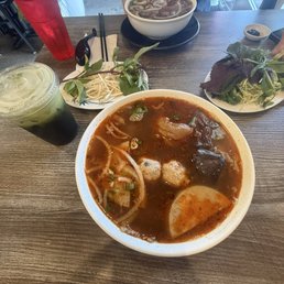 Bun Bo Hue and Green Thai Tea Bun Bo Hue and Green Thai Tea