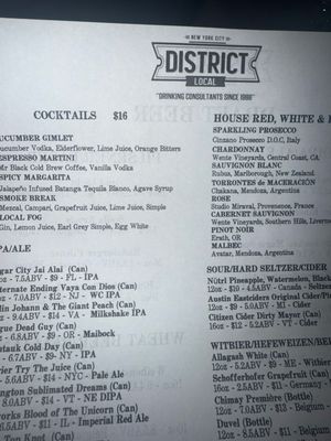 Menu photo 1 District Local New York, NY Menu photo 1 District Local New York, NY