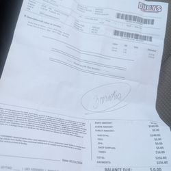 Duby's Tires & Services - This is a receipt for the labor that he said I had 3 months on for the labor. He does not stand behind it. So this paper is worthless!