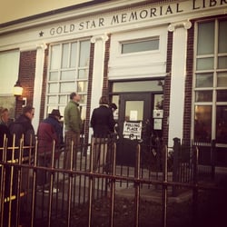 Somerville Public Library - East Branch - East Somerville voters waiting to vote at the library.