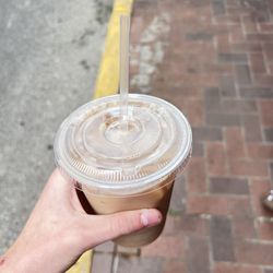 Coffee and Chocolate - Downtown - 16 oz. Iced Chai w/ oat milk & SF caramel