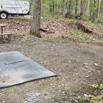 Maple Grove Campground - Soft area for the tent to be setup + personal picnic table and firepit area - Campgrounds Near Me - Fairfax, Vermont