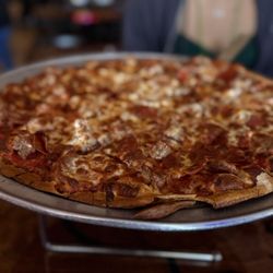 Pepperoni sausage pizza