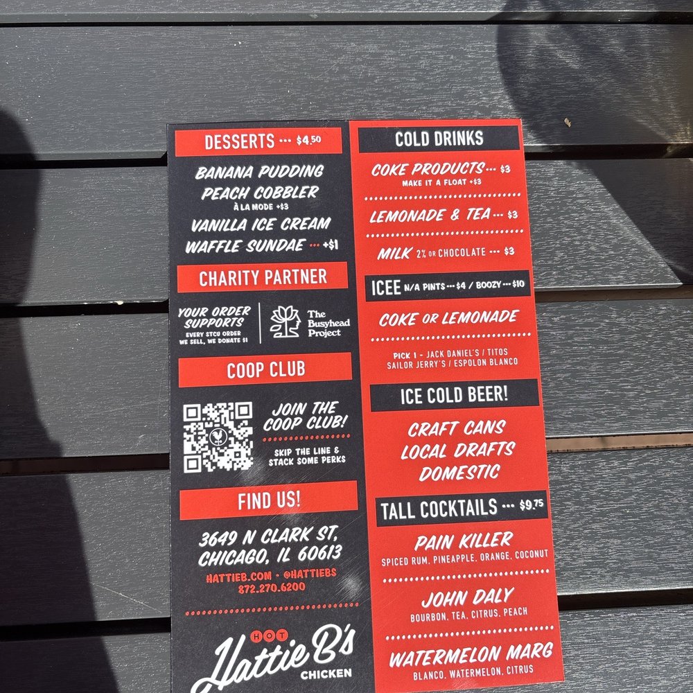 Hattie B's Hot Chicken - menu - Southern Near Me - Chicago, Illinois Hattie B's Hot Chicken - menu - Southern Near Me - Chicago, Illinois