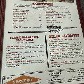 Downtown Diner - Menu 1/26 - Diners Near Me - Frankfort, Indiana