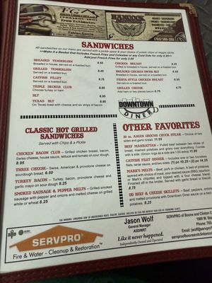 Menu photo 5 Downtown Diner Frankfort, IN