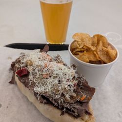 Trail Magic - Italian Beef: ROASTED BEEF, GIARDINIERA, PROVOLONE, BEEF JUS (+HOT PEPPERS OPTIONAL)