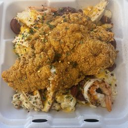 Mardi Gras pasta with catfish. Mardi Gras pasta with catfish.