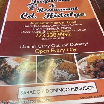 Taqueria & Restaurant Cd. Hidalgo - menu - Mexican Near Me - Chicago, Illinois Taqueria & Restaurant Cd. Hidalgo - menu - Mexican Near Me - Chicago, Illinois