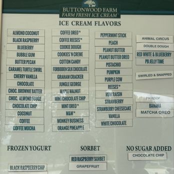 Buttonwood Farm Ice Cream - Flavors - Ice Cream & Frozen Yogurt Near Me - Griswold, Connecticut