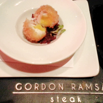 Gordon Ramsay Steak - Scotch egg (quail egg), not on the menu, upon request, $3 each - Steakhouses Near Me - Las Vegas, Nevada Gordon Ramsay Steak - Scotch egg (quail egg), not on the menu, upon request, $3 each - Steakhouses Near Me - Las Vegas, Nevada
