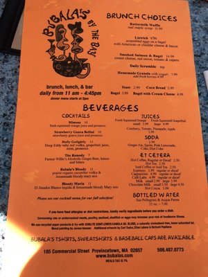 Menu photo 4 Bubala's By the Bay Provincetown, MA Menu photo 4 Bubala's By the Bay Provincetown, MA