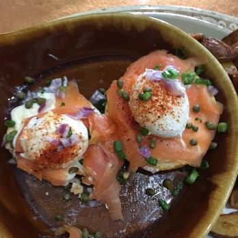 Another Broken Egg Cafe - Salmon Eggs Benedict - Breakfast & Brunch Near Me - Houston, Texas