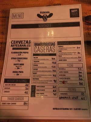 Menu photo 1 Federal Cervecería Independiente Buenos Aires, C