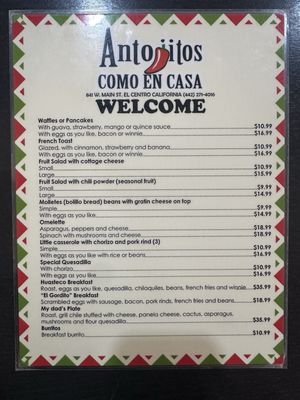 Menu photo 5 Antojito Como En Casa El Centro, CA